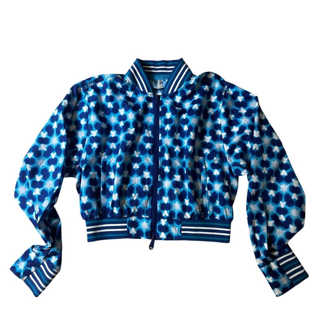 Free People (FP Movement) | Blue Top Seed Printed Bomber Tennis Jacket | XS